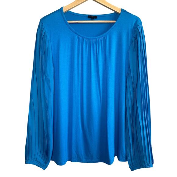 Talbots Women’s Blue Long Sleeve Top Balloon/Pleated Sleeve - Picture 1 of 5